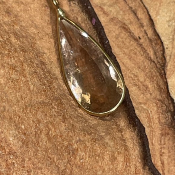 2.5CT Natural Light Olive Taupe Tourmaline in Solid 14K YG Pendant Charm 20x10mm - Picture 2 of 5